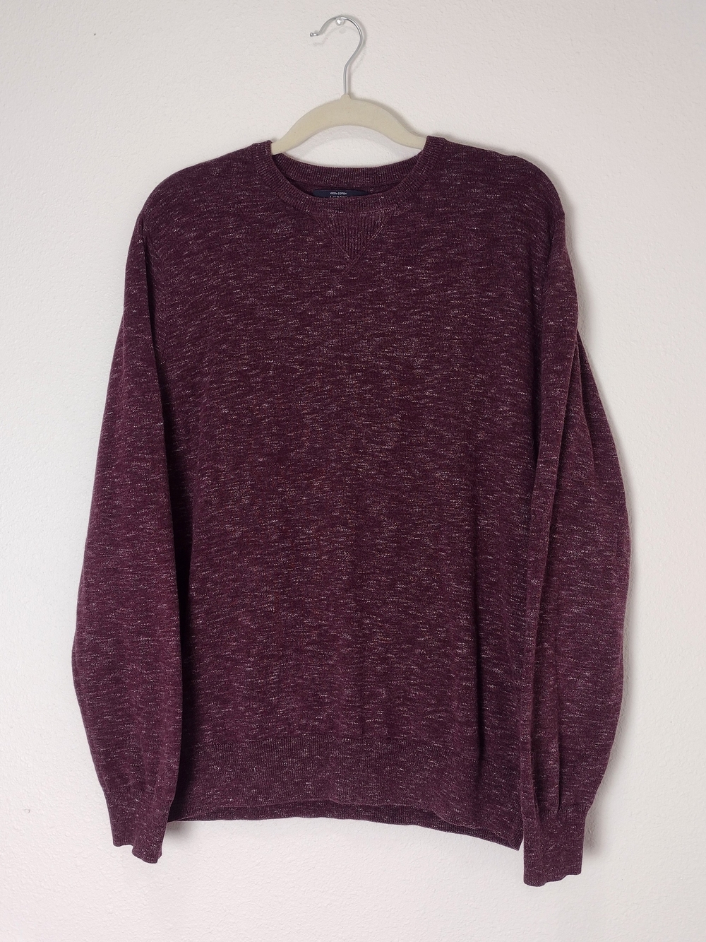 J. Crew Factory 100% Cotton Crewneck Sweater Burgundy Red Large